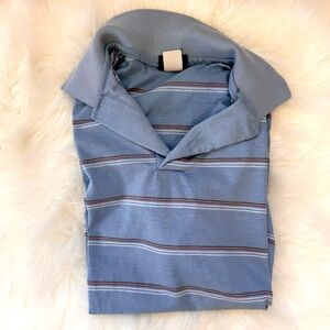 80s Nob Hill Blue and White Striped Polo